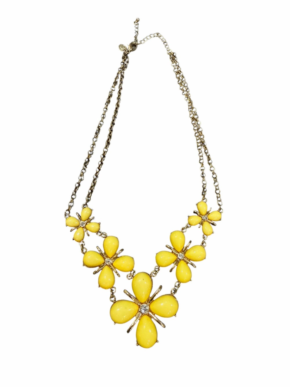 Charming Charlie Yellow Flower Statement Necklace Gold Tone Daisy Bib Necklace